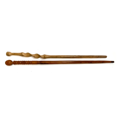 32 - Two walking sticks, carved, 96cm and 91cmL (2)