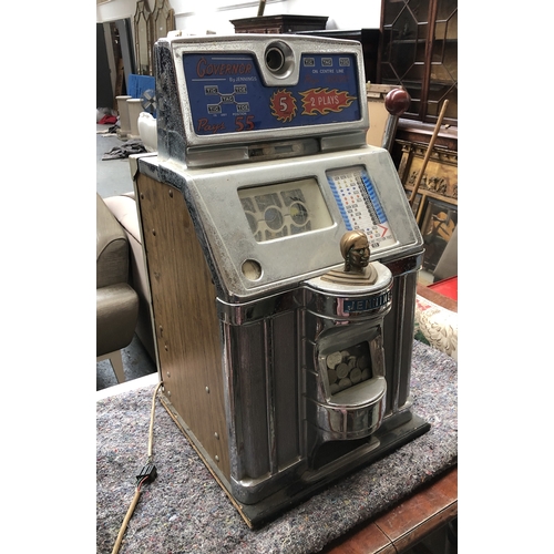 SEARS　AUTOMATIC TOLL GATE　TIN TOY　ブリキ A vintage Governor by Jennings Tic-Tac-Toe one armed bandit slot