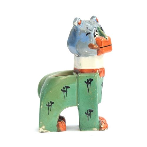 160 - Louis Wain (1860-1939) for Max Emanuel & Co., a ceramic cat spill vase c.1914, painted in blue, gree... 