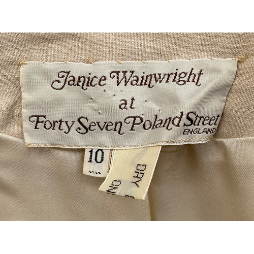 709 - A vintage Janice Wainright linen jacket with embroidered trim and pocket detail, bears label 'by Jan... 