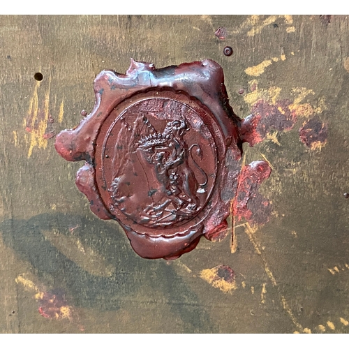 275 - A 19th century Russian Orthodox icon of the Mother of God, egg tempera on panel, red wax seal to ver... 