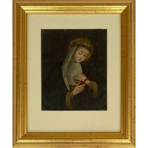 278 - An 18th century oil on copper, Saint Catherine of Siena receiving the Stigmata, 16.5x13cm