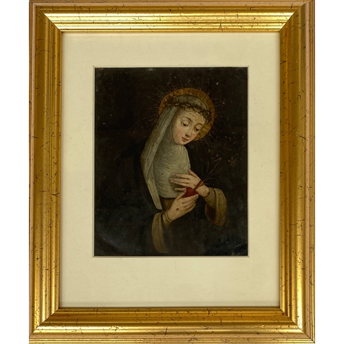 278 - An 18th century oil on copper, Saint Catherine of Siena receiving the Stigmata, 16.5x13cm