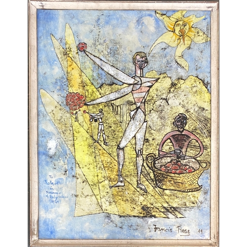 305 - Sir Francis Rose (1909-1979), surrealist study of jugglers, 'To Robert in Souvenir of Italy 1949', m... 