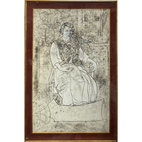 308 - Sir Francis Rose (1909-1979), large monochrome full length portrait, signed and dated 1952 lower rig... 