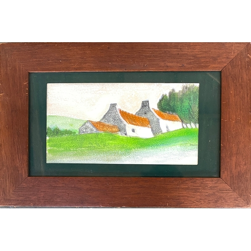 745 - R. Robinson, gouache on board, cottage amongst rolling hills, signed and dated '67, 34x37cm; togethe... 