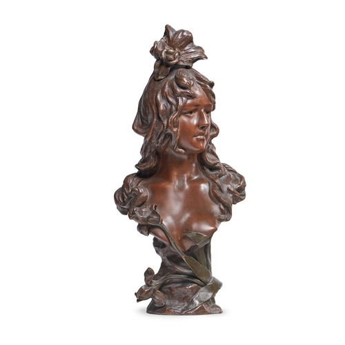 117 - A French bronze bust of Flora, late 19th century, impressed LU29 and signed indistinctly A N**on Par... 