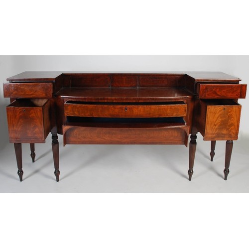 426 - A 19th century Scottish mahogany and ebony lined sideboard, the superstructure with two sliding door... 