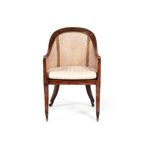 414 - A Regency simulated rosewood 'curricle' armchair in the manner of Gillows c.1820, 87cm high, 53.5cm ... 