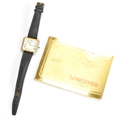 44 - A ladies Longines gold and silver plated watch with Quartz movement, 805 Swiss 5086, the back engrav... 