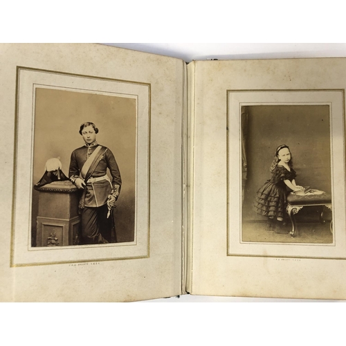 625 - BOOK, VICTORIAN PHOTO ALBUM. A clasped album featuring photographs 'taken from Life' by Mayall of Re... 