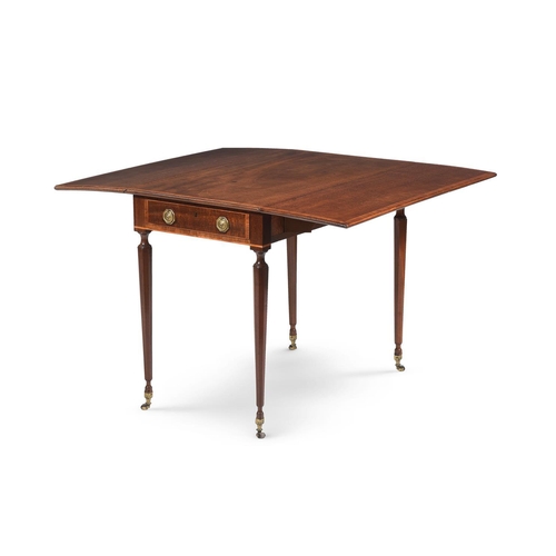 388 - A Regency 'Fustic' mahogany and tulipwood crossbanded Pembroke table, c.1820, 111cm wide, 91cm deep,... 