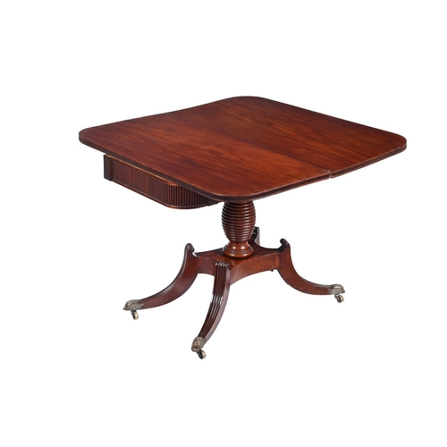 377 - A George IV mahogany and rosewood crossbanded tea table, Scottish c.1825, 100cm wide, 48.5cm deep, 7... 