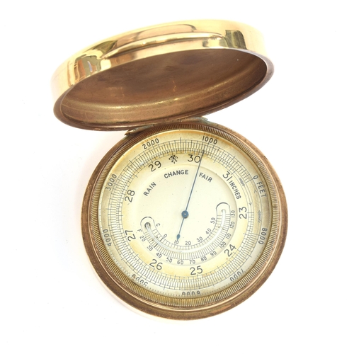 104 - A 1920s Cartier 9ct gold cased pocket barometer, the lid engraved 'D.M.C Oct. 19th. 27.', marked Car... 