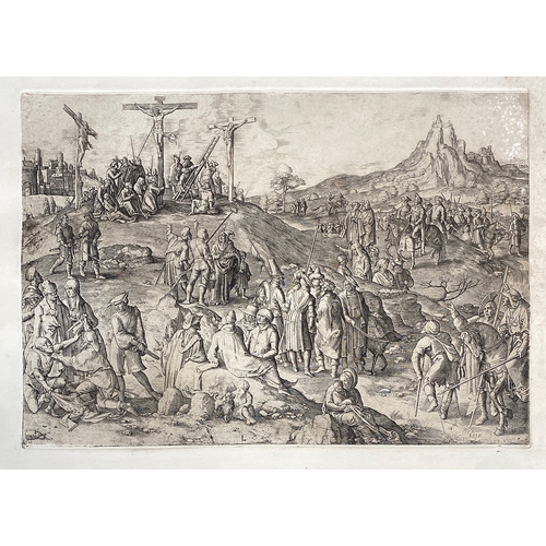 254 - After Lucas van Leyden (1494–1533 Leiden), 'Calvary (Golgotha)', c.1533, a 16th century engraving de... 