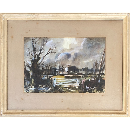 269 - Rowland Suddaby (1912-1972), 'Hedging near Sudbury, Suffolk', watercolour on paper, signed lower rig... 