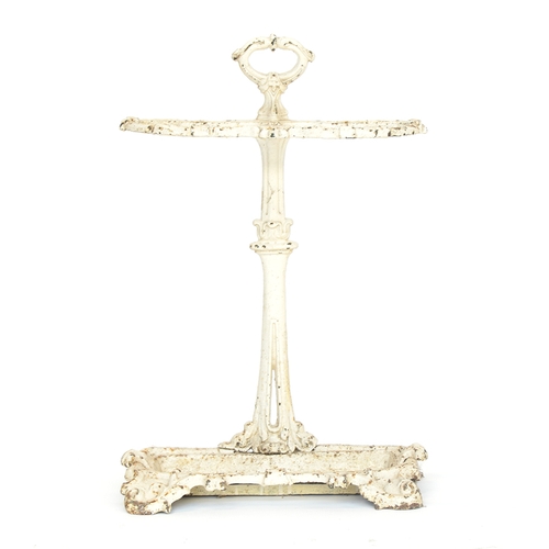 432 - A 19th century white painted cast iron stick stand, 70cm high