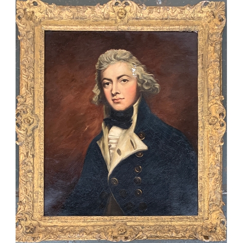 287 - An early 20th century portrait of a gentleman in Regency dress, oil on canvas, 74x61cm in an ornate ... 