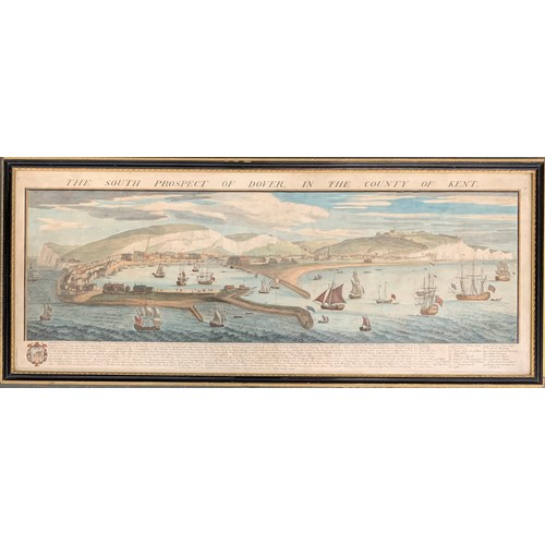 249 - After Samuel and Nathanial Buck, 'The South Prospect of Dover in the County of Kent', hand coloured ... 