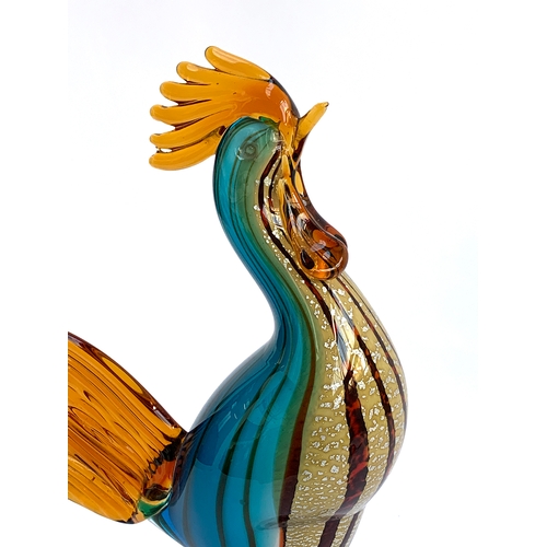 190 - A large Murano glass figure of a cockerel, 37cmH