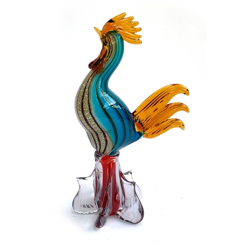 190 - A large Murano glass figure of a cockerel, 37cmH