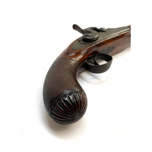 438 - A 19th century flintlock converted to percussion cap target pistol, the 20.5cm barrel engraved with ... 