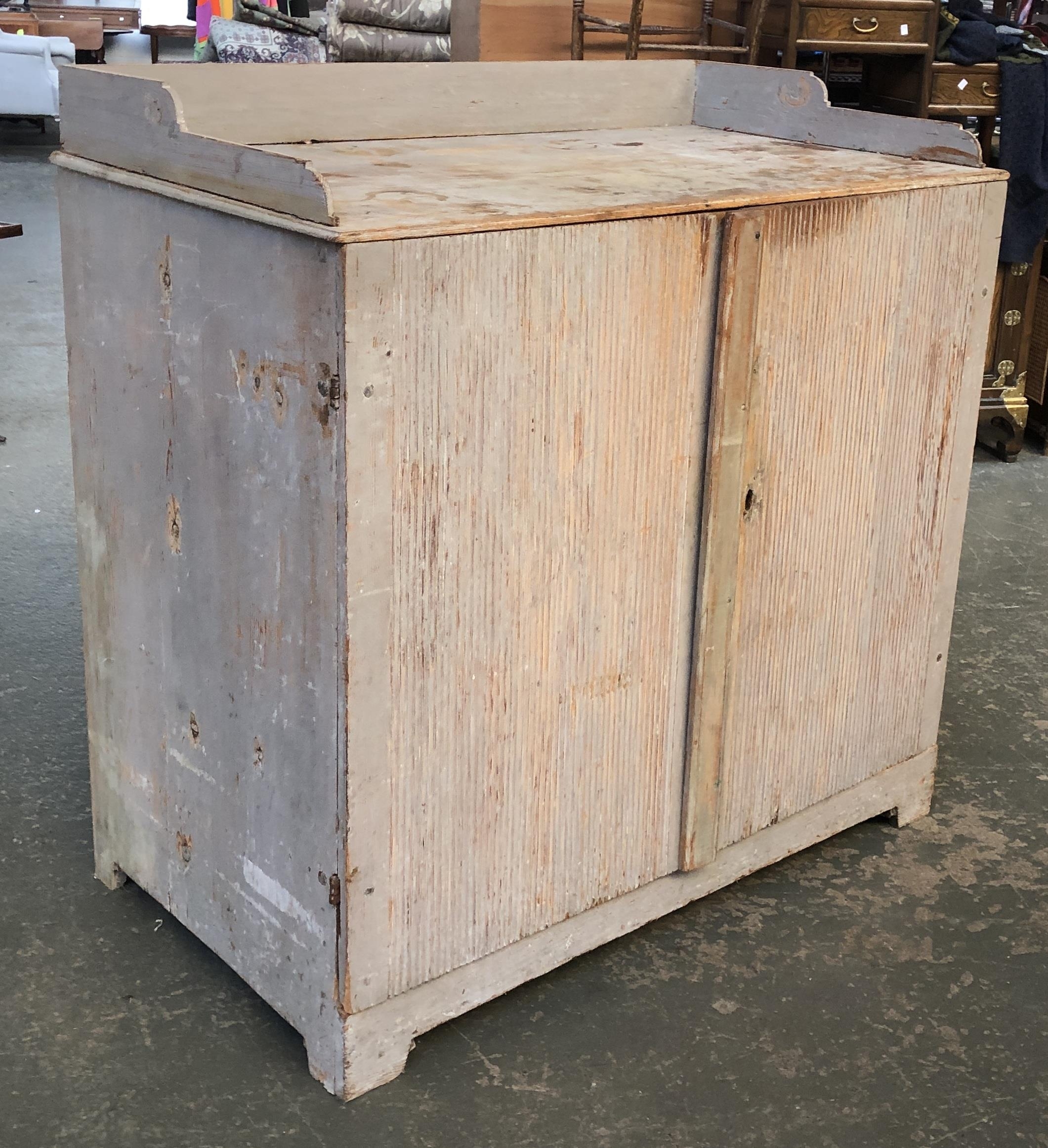 Interior design interest A grey painted painted 19th century cupboard