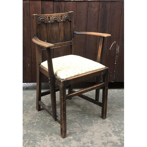 1193 - An early 20th century open armchair with a drop-in upholstered seat, 61cmW