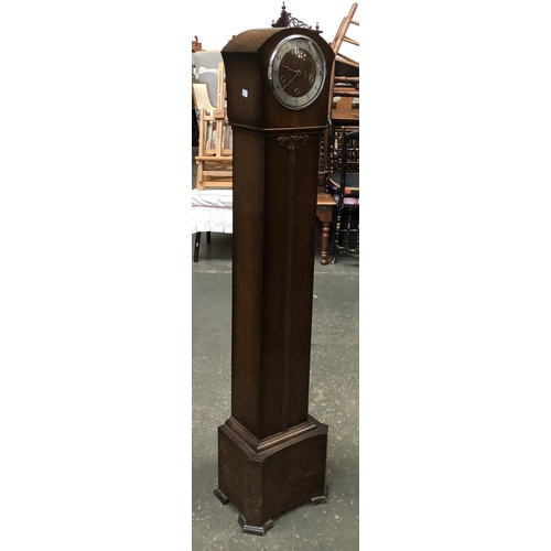 1200 - A 20th century oak cased grandmother clock, 145cmH