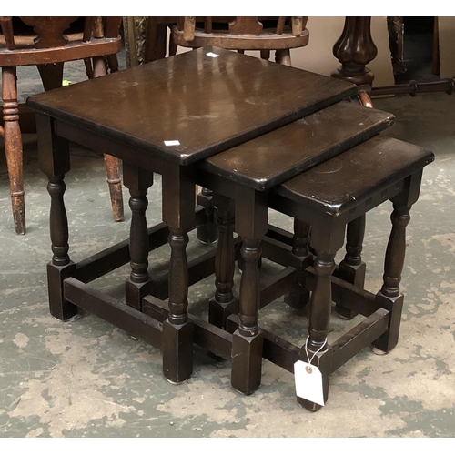 1214 - A nest of three tables, 47cmH; together with an Edwardian mahogany and line inlaid occasional table ... 