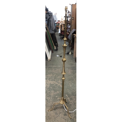 1206 - A gilt metal standard lamp, 138cmH overall