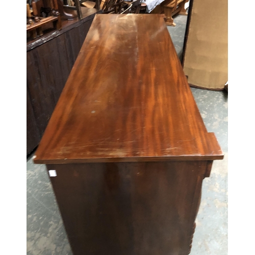 1228 - A mahogany sideboard, four blind drawers converted as fall-fronts, over two cupboard doors, 155x55x1... 