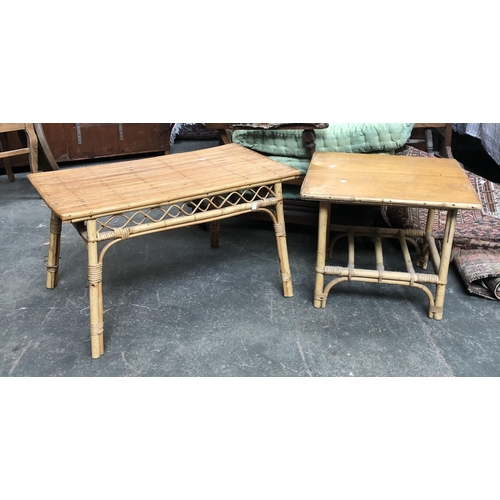 1231 - Two bamboo occasional tables, 52x52x43cmH and 78x47x44cmH