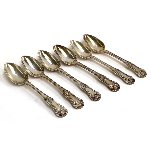 131 - A set of six George III King's Pattern silver teaspoons by Robert Rutland, London 1824, 6.9ozt