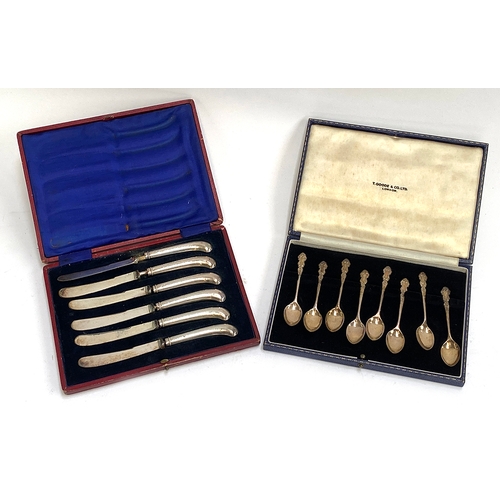 134 - A cased set of eight silver coffee spoons by Turner & Simpson, Birmingham, 1.8ozt, together with a s... 