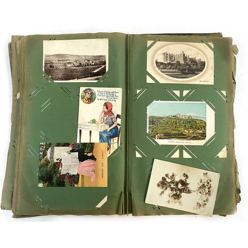 652 - BOOKS. A very old postcard album (the album rather average condition but the cards generally good or... 