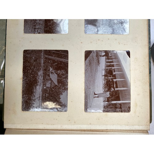 549 - A collection of 12 early 20th century quarter leatherbound photo albums, presumably privately bound ... 