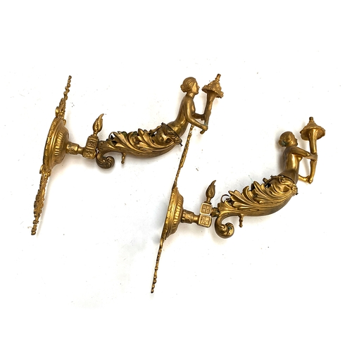 544 - After Ferdinand Barbedienne, One large and four smaller gilt metal figural sconces, ;ate 19th/early ... 