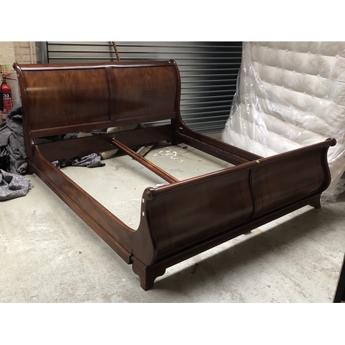 1254 - A superking size sleigh bed by Frank Hudson, with vi-spring mattress