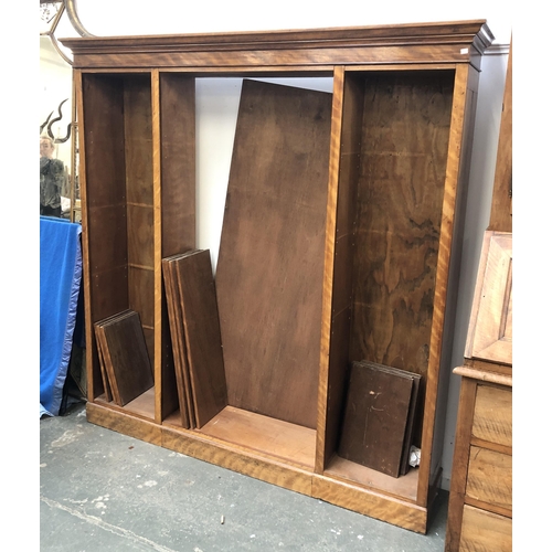 1265 - A Victorian satinwood compactum, converted as a three part bookcase, 193x40x201cmH