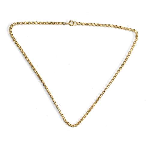 1 - A 9ct gold belcher chain fastening with a bolt clasp, 42cm unclasped length, 7.6g