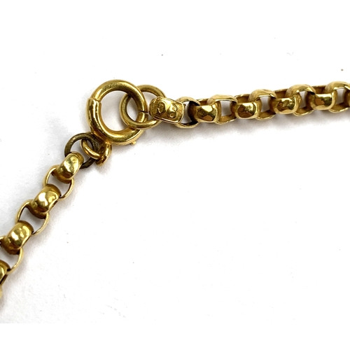 1 - A 9ct gold belcher chain fastening with a bolt clasp, 42cm unclasped length, 7.6g