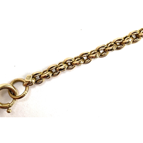 2 - A 9ct gold fancy link chain with faceted links, fastening with a bolt clasp, 53cm unclasped length, ... 