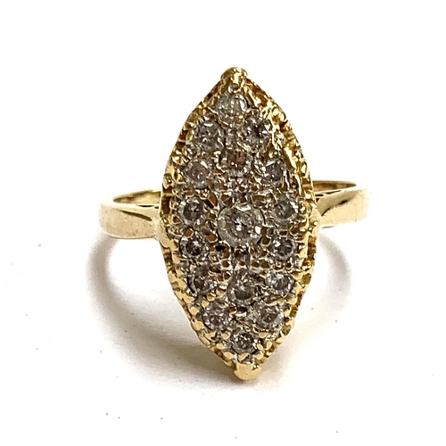 40 - An 18ct gold and diamond navette form cluster ring, gross weight, size M 1/2, 6.4g