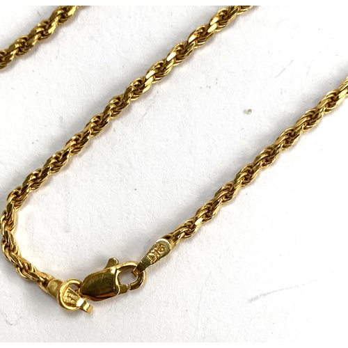 9 - A 9ct gold ropetwist chain fastening with a lobster clasp, 51cmL unclasped length, 6.7g