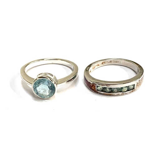 117 - A silver ring channel set with Orissa alexandrite, size R 1/2; together with a silver and aquamarine... 