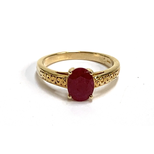 78 - A 9ct gold and ruby solitaire ring, size N 1/2, 2.8g