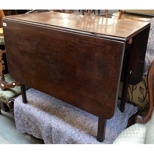 1247 - A George III oak gate-leg table with single end drawer on moulded square section legs, 93x45x72cmH