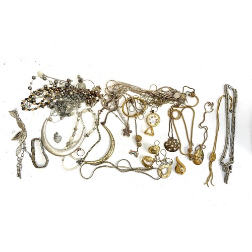 28 - A quantity of gold and silver and black tone costume jewellery