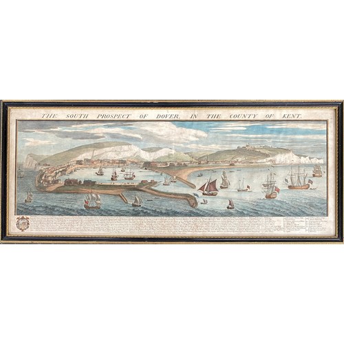 249 - After Samuel and Nathanial Buck, 'The South Prospect of Dover in the County of Kent', hand coloured ... 